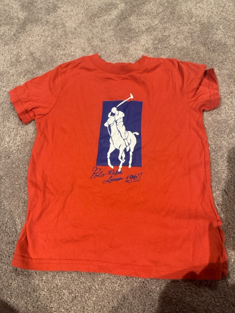 Polo by Ralph Lauren Orange Tee with Large Polo Player Graphic